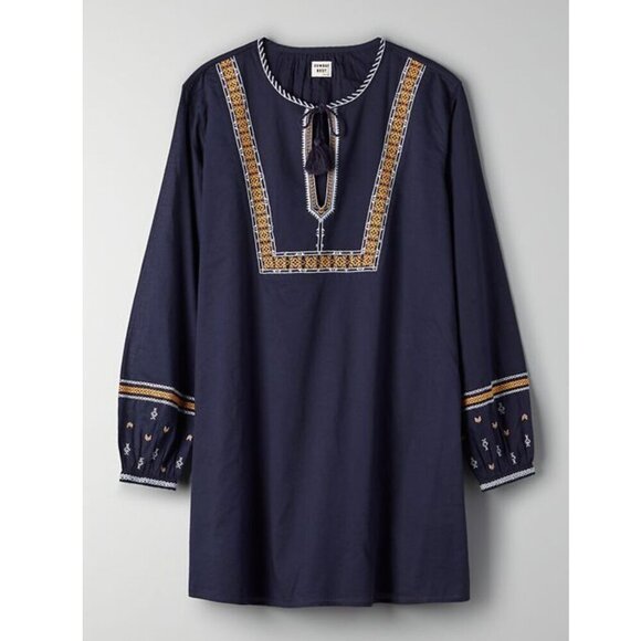 Sunday Best Navy Long Sleeve Dress with Gold Accents - Picture 1 of 12